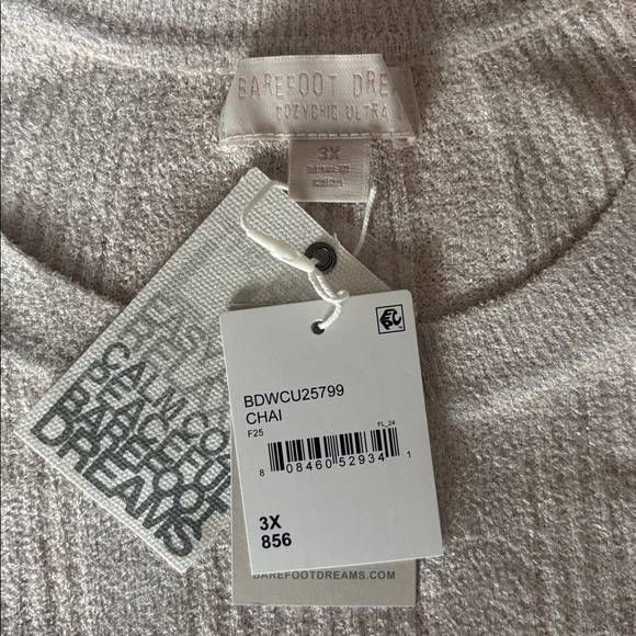 Barefoot Dreams CozyChic Ultra Lite Lounge Top in Chai Size 3X NWT - Picture 4 of 7